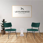 LeisureMod Set of 2 Marilane Velvet Accent Chairs with Velvet Upholstery & Sturdy Metal Frame for Home Office Lounge Living Room