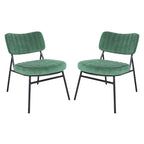 LeisureMod Set of 2 Marilane Velvet Accent Chairs with Velvet Upholstery & Sturdy Metal Frame for Home Office Lounge Living Room