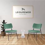 LeisureMod Set of 2 Marilane Velvet Accent Chairs with Velvet Upholstery & Sturdy Metal Frame for Home Office Lounge Living Room