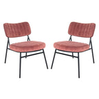 LeisureMod Set of 2 Marilane Velvet Accent Chairs with Velvet Upholstery & Sturdy Metal Frame for Home Office Lounge Living Room