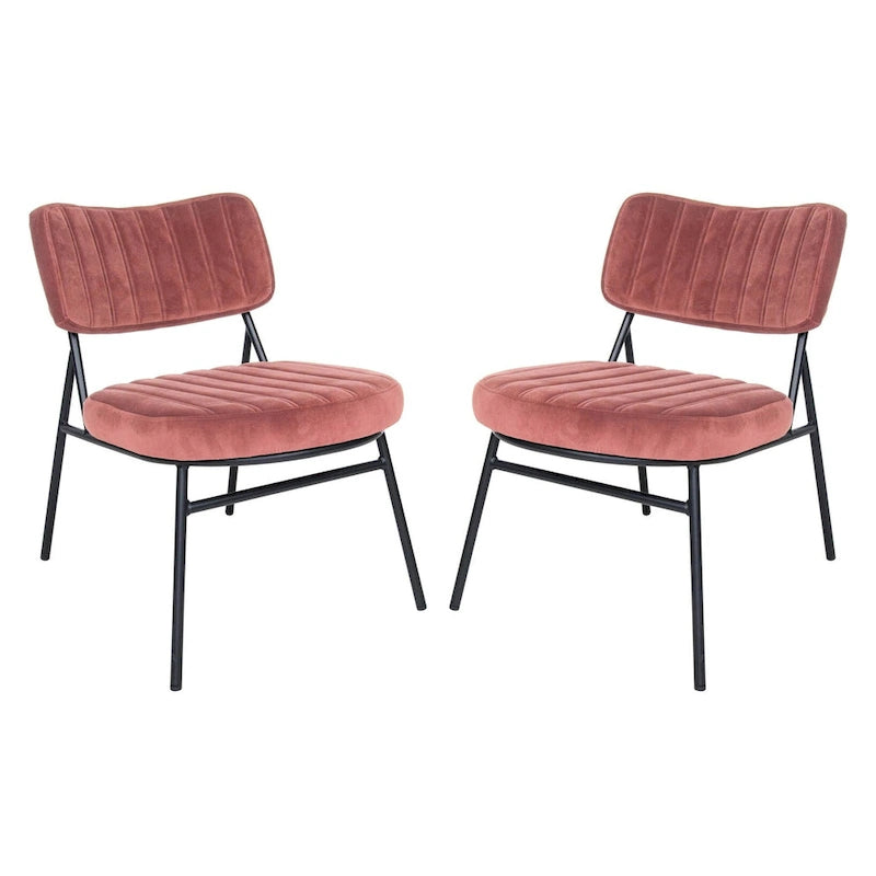 LeisureMod Set of 2 Marilane Velvet Accent Chairs with Velvet Upholstery & Sturdy Metal Frame for Home Office Lounge Living Room