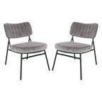 LeisureMod Set of 2 Marilane Velvet Accent Chairs with Velvet Upholstery & Sturdy Metal Frame for Home Office Lounge Living Room