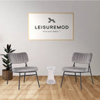 LeisureMod Set of 2 Marilane Velvet Accent Chairs with Velvet Upholstery & Sturdy Metal Frame for Home Office Lounge Living Room