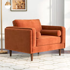 Flavia Mid-Century Modern Pillow Back Velvet Upholstered Armchair