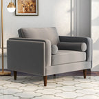 Flavia Mid-Century Modern Pillow Back Velvet Upholstered Armchair