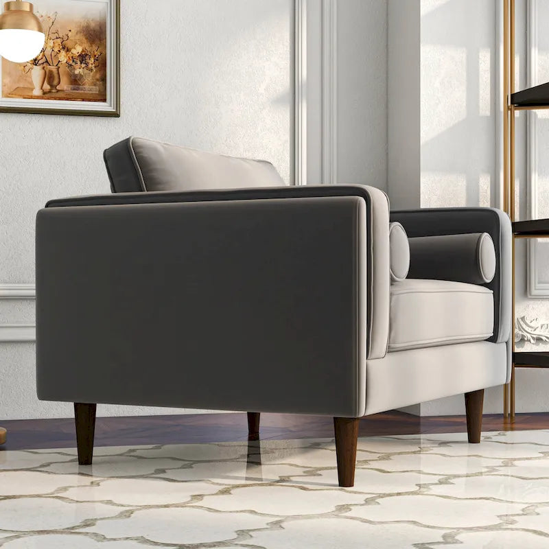 Flavia Mid-Century Modern Pillow Back Velvet Upholstered Armchair