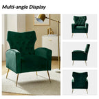 Danita Contemporary Velvet Wingback Tufted Chair With Gold Flared Metal Legs Set Of 2 by HULALA HOME