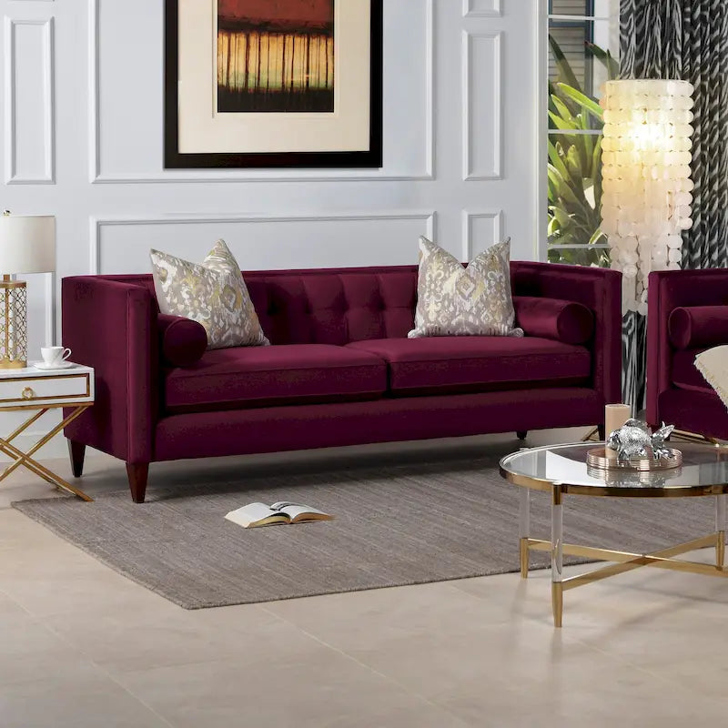 Jack 84 Modern Upholstered Tufted Tuxedo Sofa
