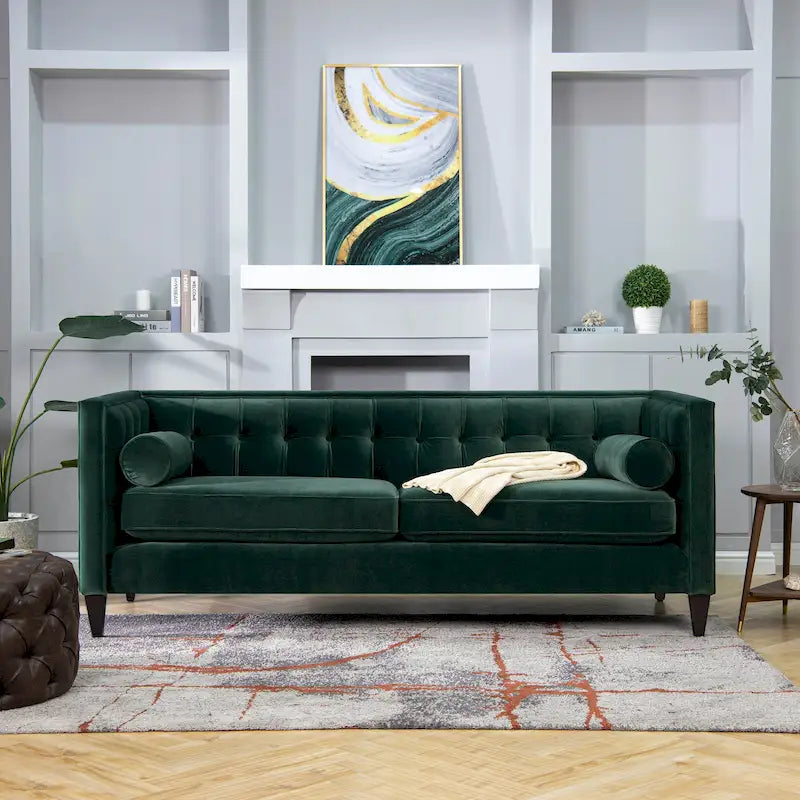 Jack 84 Modern Upholstered Tufted Tuxedo Sofa