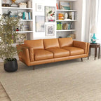 Florencia Mid Century Modern Furniture Style Living Room Leather Sofa in Tan