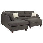 Poundex 3 Piece Fabric Sectional Sofa Set with Storage Ottoman