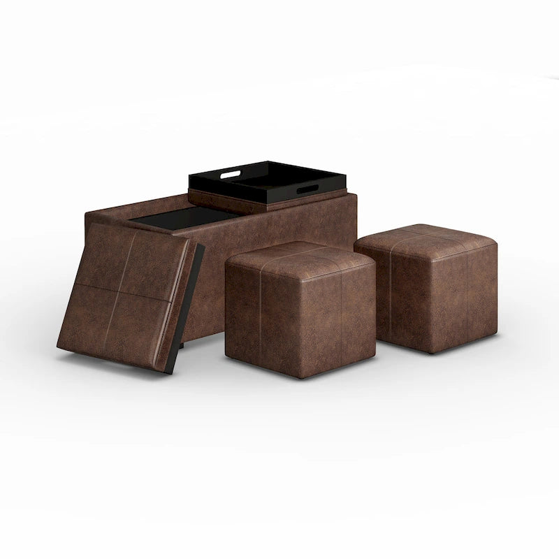 WYNDENHALL Franklin Upholstered 3-piece Ottoman Set