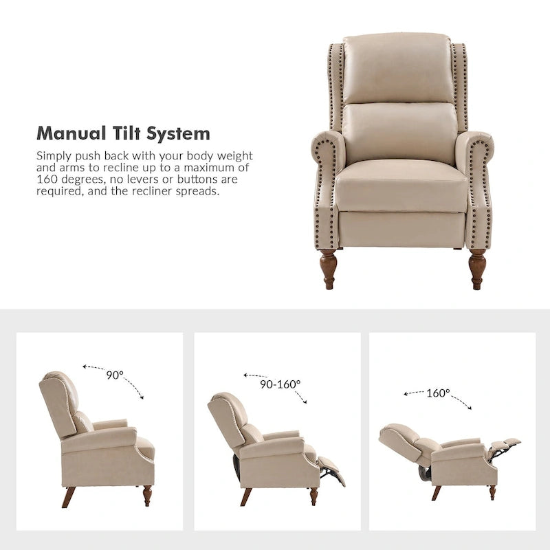 Terri Traditional Vegan Leather Manual Push Back Recliner Set of 2 by HULALA HOME