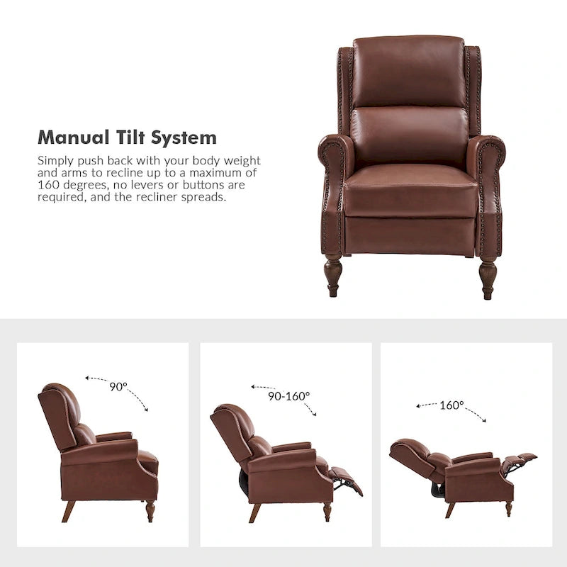 Terri Traditional Vegan Leather Manual Push Back Recliner Set of 2 by HULALA HOME