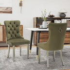 Velvet Dining Chairs Set of 2, Tufted Dining Room Chairs with Button Back, Nailhead Trim, Upholstered Kitchen Side Chairs