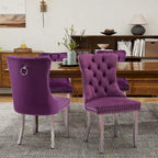 Velvet Dining Chairs Set of 2, Tufted Dining Room Chairs with Button Back, Nailhead Trim, Upholstered Kitchen Side Chairs