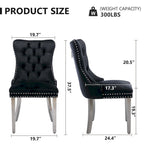 Velvet Dining Chairs Set of 2, Tufted Dining Room Chairs with Button Back, Nailhead Trim, Upholstered Kitchen Side Chairs