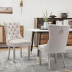 Velvet Dining Chairs Set of 2, Tufted Dining Room Chairs with Button Back, Nailhead Trim, Upholstered Kitchen Side Chairs