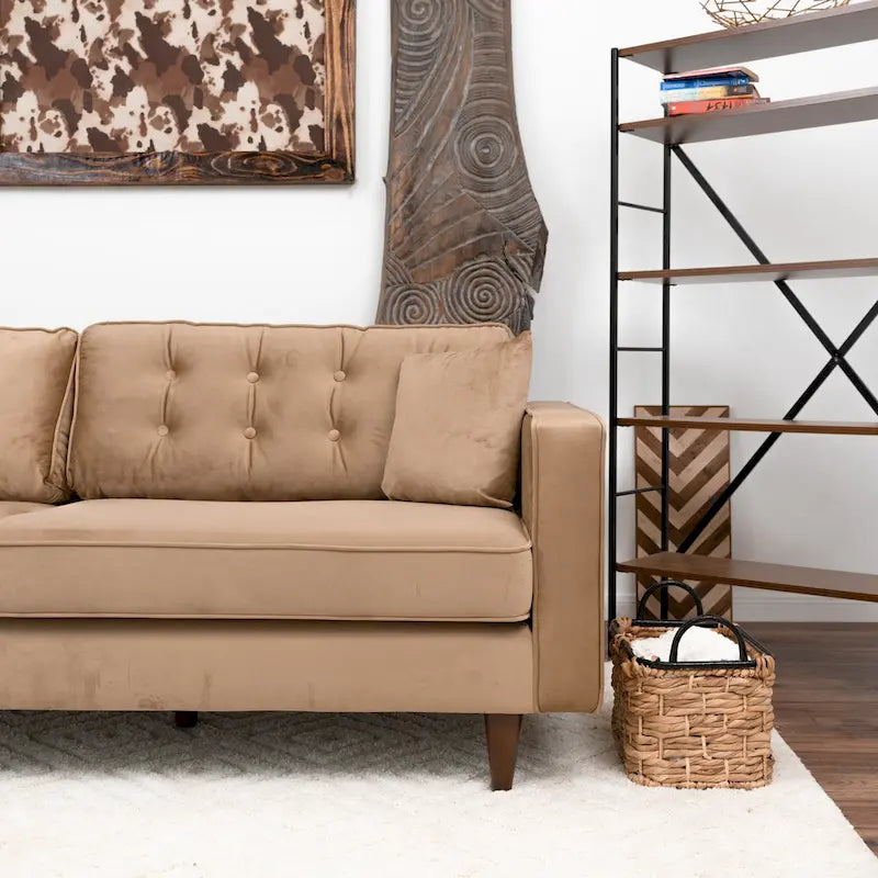 Orion Mid Century Modern Furniture Style Velvet Living Room Couch