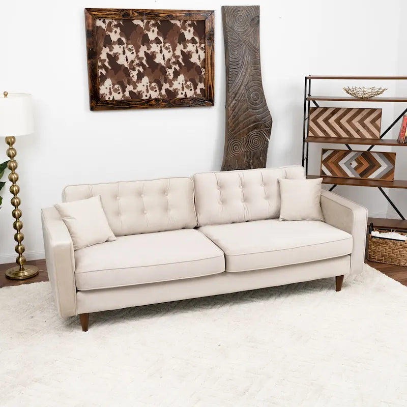 Orion Mid Century Modern Furniture Style Velvet Living Room Couch