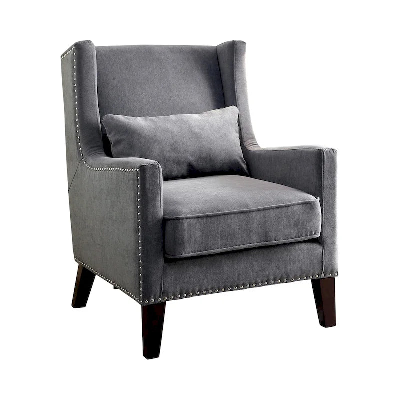 Zema Contemporary Flannelette Padded Nailhead Accent Chair by Furniture of America