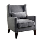Zema Contemporary Flannelette Padded Nailhead Accent Chair by Furniture of America