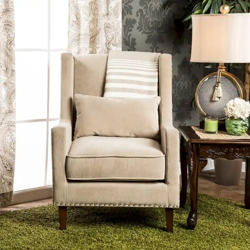 Zema Contemporary Flannelette Padded Nailhead Accent Chair by Furniture of America