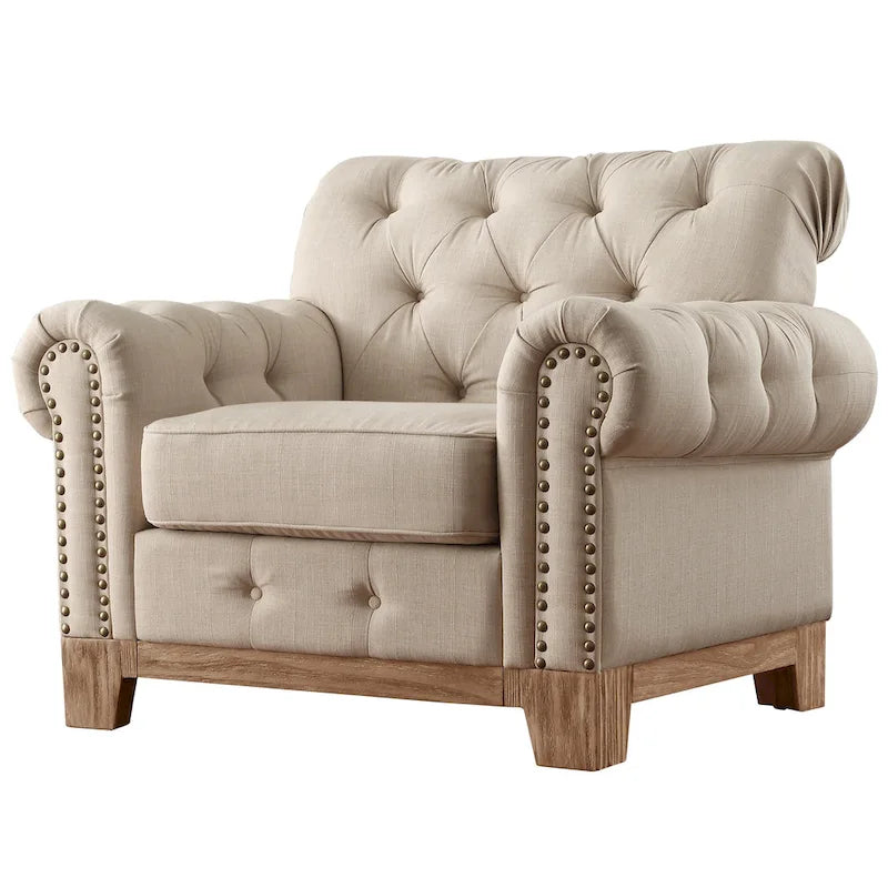 Greenwich Tufted Scroll Arm Nailhead Chesterfield Chair by iNSPIRE Q Artisan