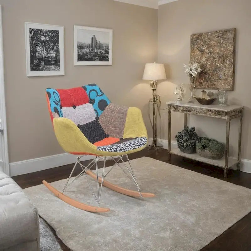 Willo Polyester Upholstered Rocking Nursing Chair - Modern Accent Armchair for Home Living Room Bedroom Indoor & Outdoor