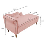 Velvet Upholstered Rolled Arm Chaise Lounge with Storage and Pillow