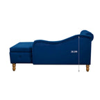 Velvet Upholstered Rolled Arm Chaise Lounge with Storage and Pillow