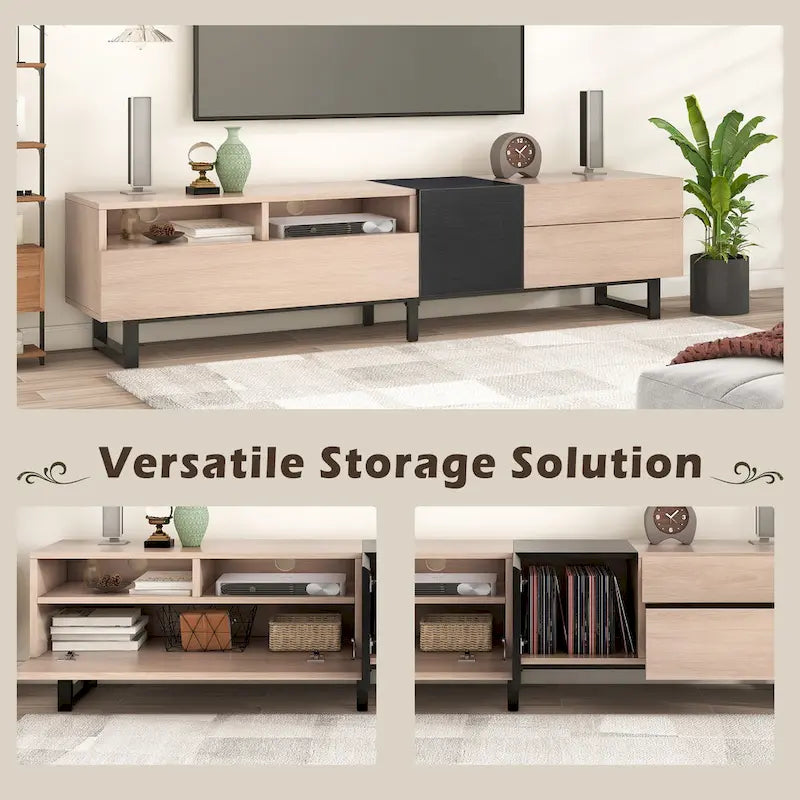 Modern TV Stand for 80 TV with Double Storage Space