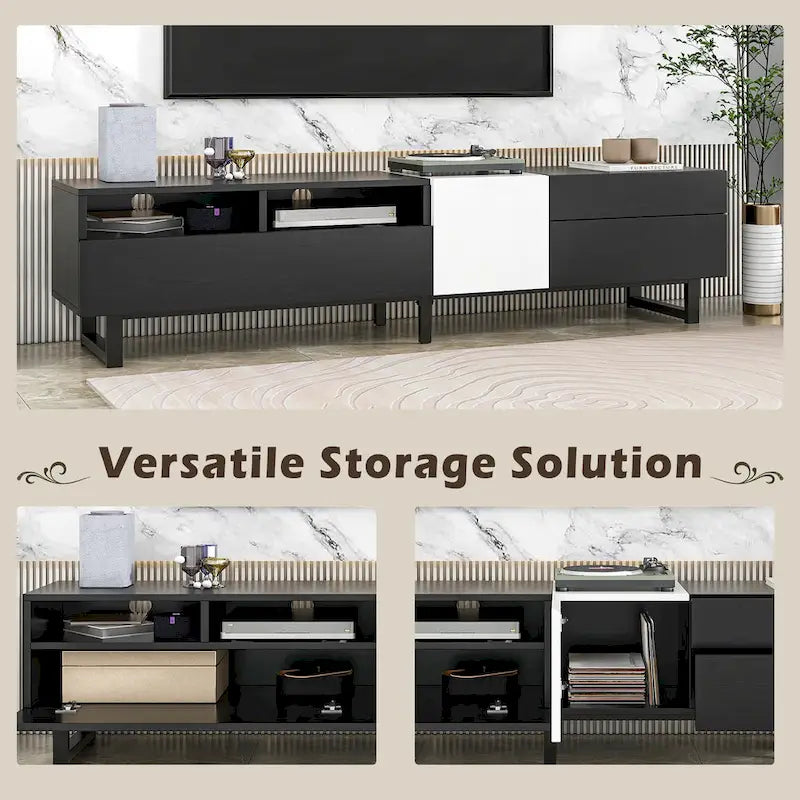 Modern TV Stand for 80 TV with Double Storage Space