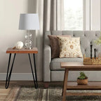 Greenage Wood End Table with Iron Legs