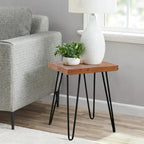 Greenage Wood End Table with Iron Legs