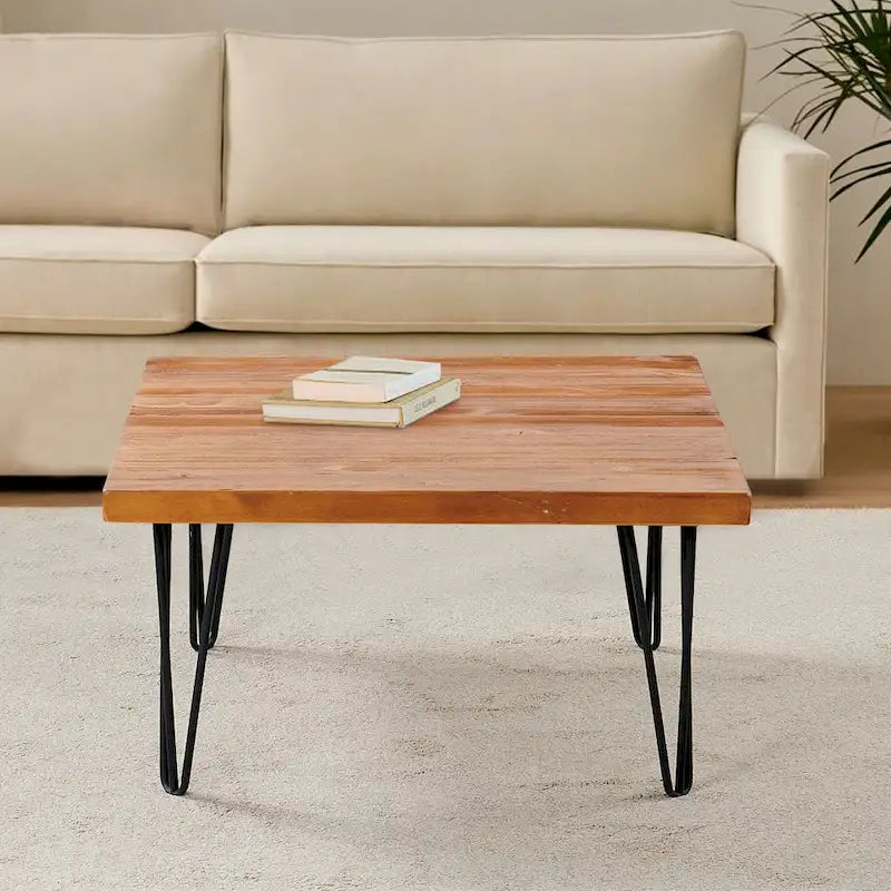 Greenage Wood End Table with Iron Legs