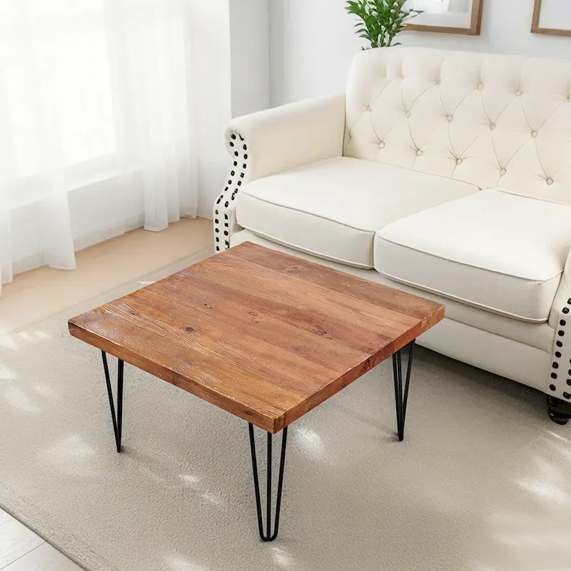 Greenage Wood End Table with Iron Legs