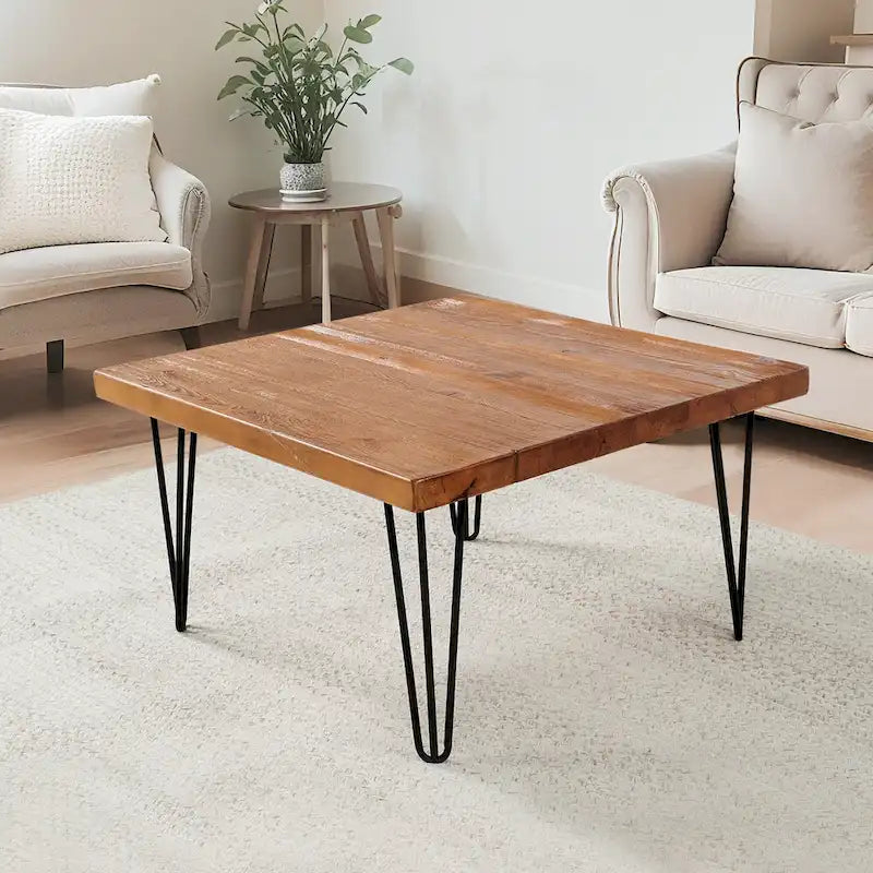 Greenage Wood End Table with Iron Legs