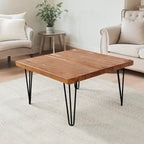 Greenage Wood End Table with Iron Legs