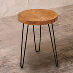 Greenage Wood End Table with Iron Legs