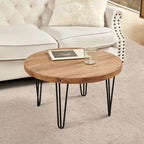 Greenage Wood End Table with Iron Legs