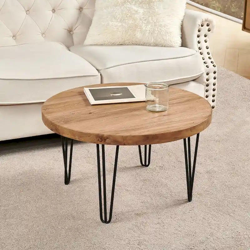 Greenage Wood End Table with Iron Legs