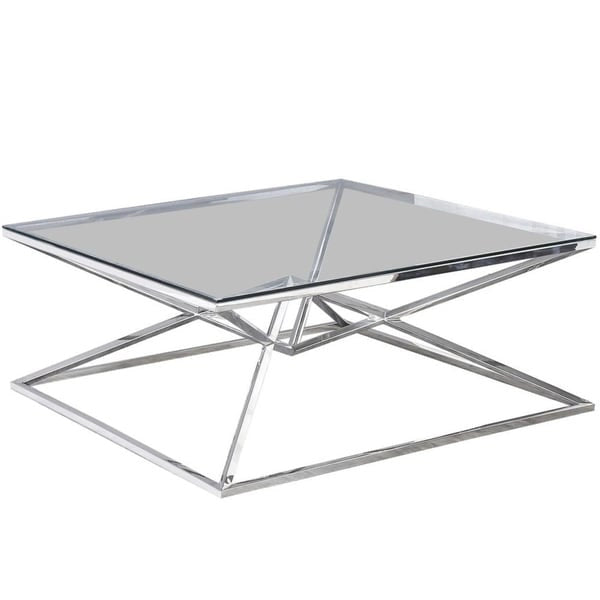 Best Master Furniture Angled Stainless Steel Square Coffee Table
