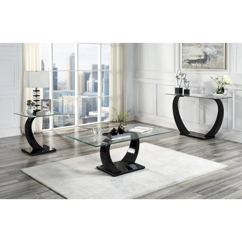 Cres Glam Glasstop 3-Piece Coffee Table Set by Furniture of America