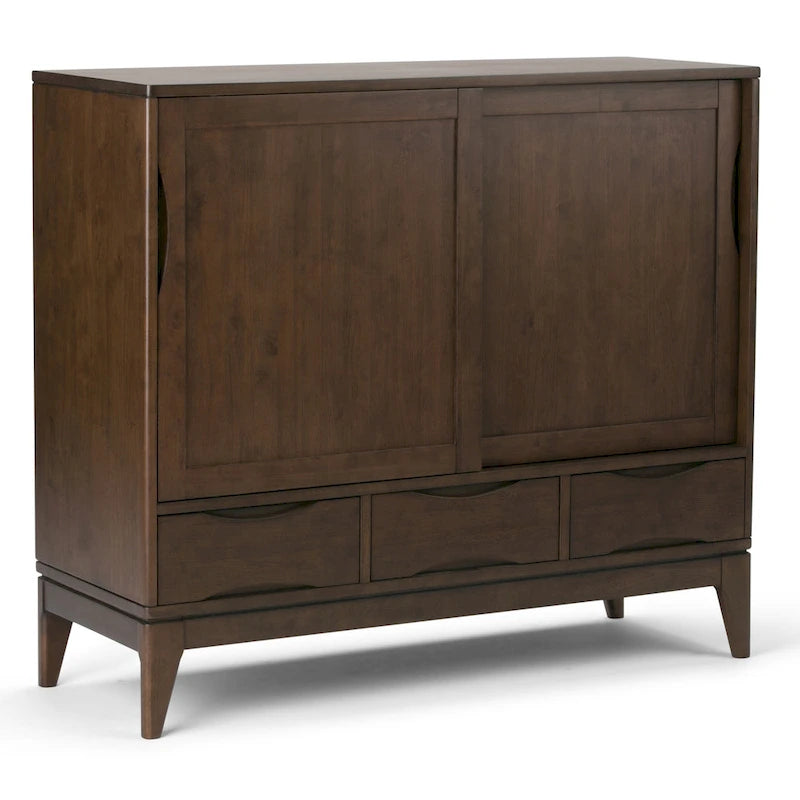 WYNDENHALL Pearson SOLID HARDWOOD 48 inch Wide Mid Century Modern Medium Storage Cabinet - 48w x 17d x 42 h