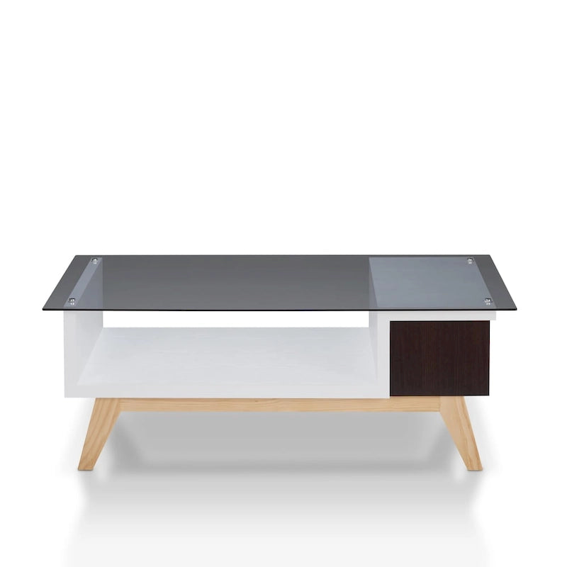 Yini Modern 47-inch Glass Top 1-Shelf Coffee Table by Furniture of America