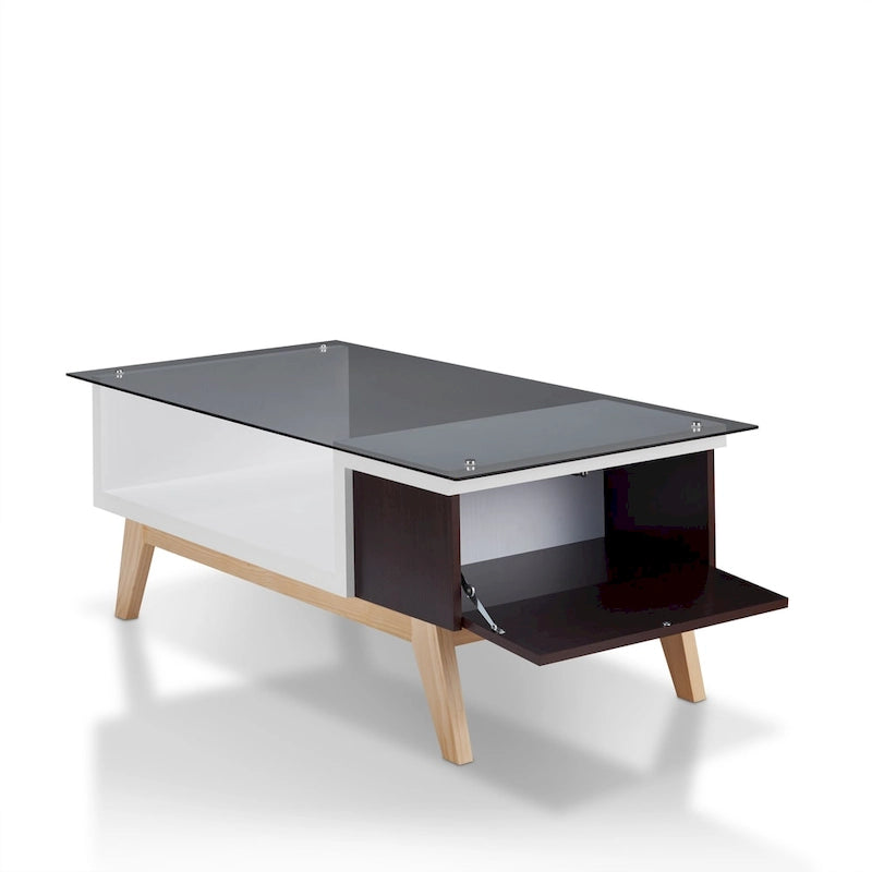 Yini Modern 47-inch Glass Top 1-Shelf Coffee Table by Furniture of America