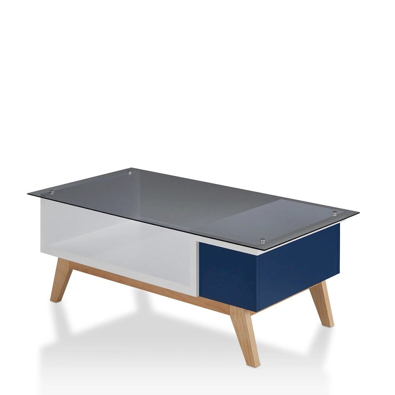 Yini Modern 47-inch Glass Top 1-Shelf Coffee Table by Furniture of America