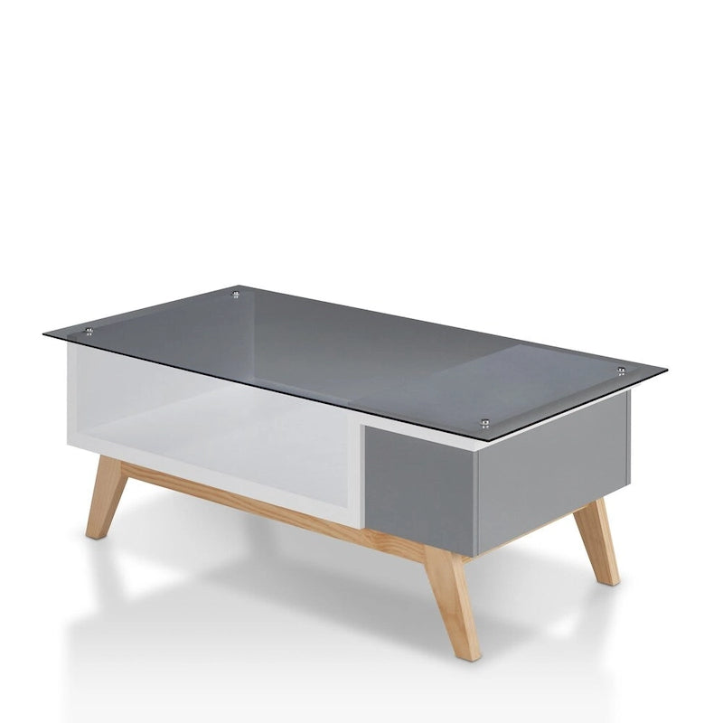 Yini Modern 47-inch Glass Top 1-Shelf Coffee Table by Furniture of America