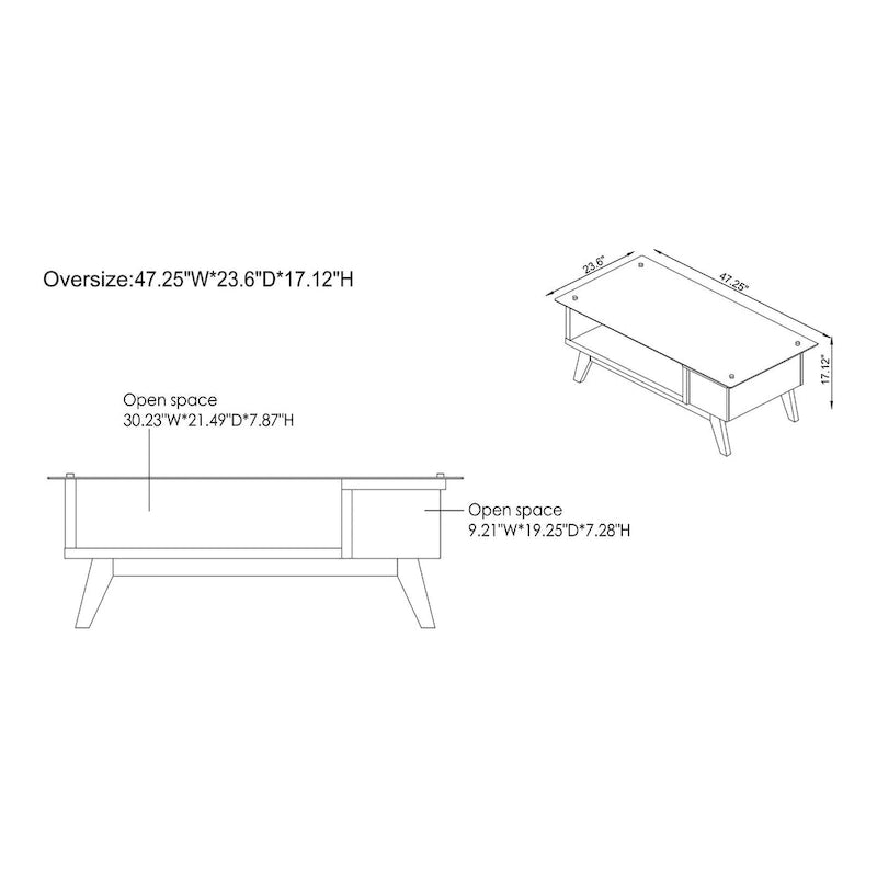 Yini Modern 47-inch Glass Top 1-Shelf Coffee Table by Furniture of America